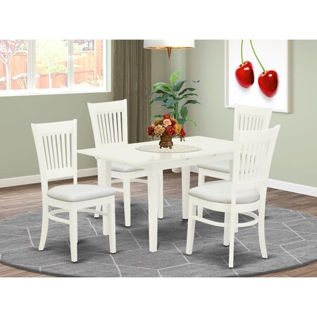 East West Furniture 5 Piece Norfolk Wood Dinette Set - Linen White NOVA5-LWH-C